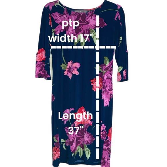 Alexandra & Oak Size Small Floral Dress Navy Pink Purple Green NN EUC! P6521 - Picture 3 of 11
